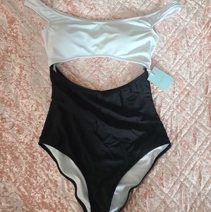 Cupshe Black and White Cutout One Piece